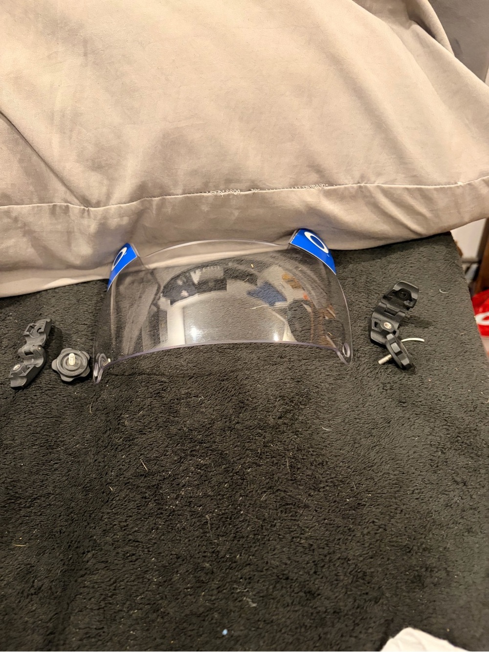 Oakley Clear Visor Shield with Blue Accent Tabs